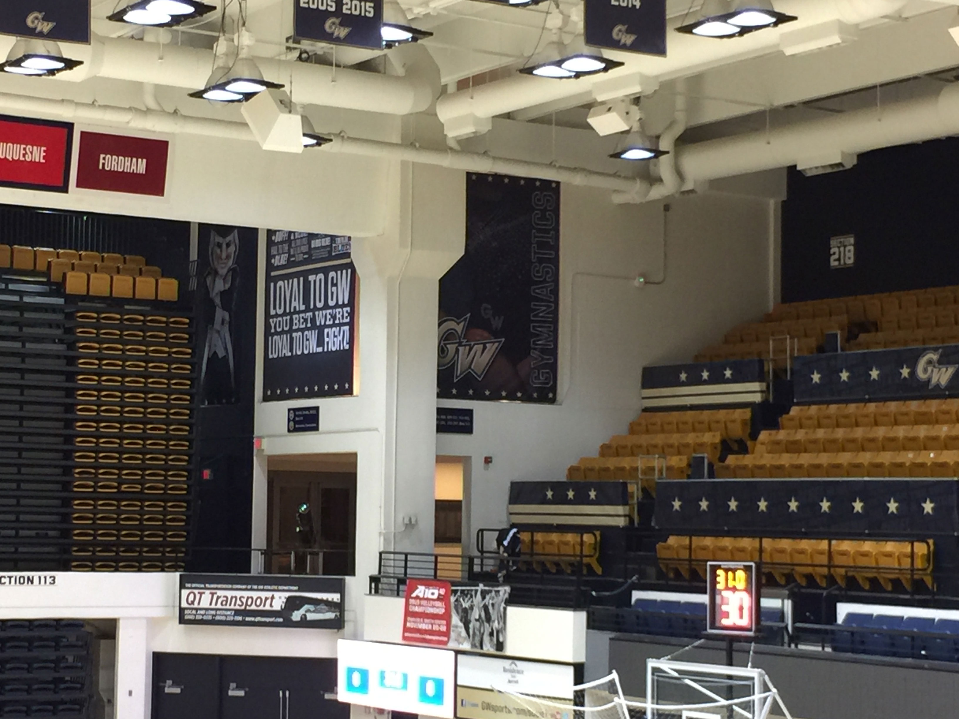 George Washington University Smith Center arena branding fabric banners